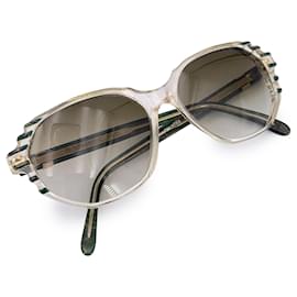 Yves Saint Laurent-Vintage White and Green Sunglasses GALATEE 55/14-White