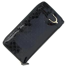 Gucci-Gucci Round Long Wallet in Black Patent Leather-Black