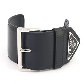 Pulseira de couro preto Prada Preto
