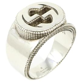 Gucci-GUCCI Interlocking G Wide Silver Band Ring-Other