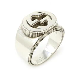 Gucci-GUCCI Interlocking G Wide Silver Band Ring-Other