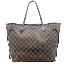 Louis Vuitton-Louis Vuitton Damier Neverfull MM Ebene Tote Bag-Brown,Damier ebene