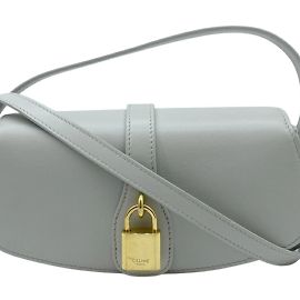 Céline Bolsa clutch 2 em 1 em couro de bezerro liso Celine Cinza