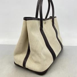 Hermès-Hermes Tote Bag Garden PM Toile Ash Brown G Stamp-Brown