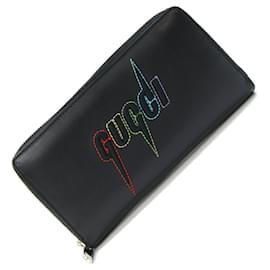 Gucci-Gucci Round Long Wallet with Blade Embroidery-Black