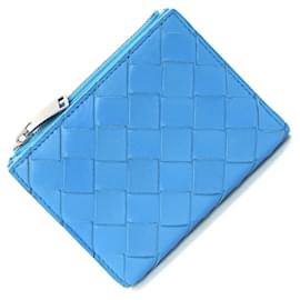Bottega Veneta-Bottega Veneta Blue Intrecciato Bi-fold Wallet-Blue
