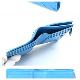 Bottega Veneta-Bottega Veneta Blue Intrecciato Bi-fold Wallet-Blue