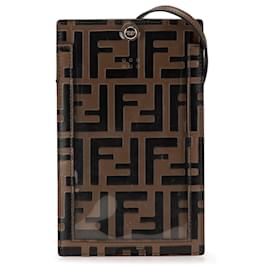 Fendi-Sacoche pour téléphone en cuir embossé Zucca marron Fendi-Marron