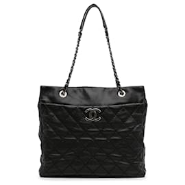 Chanel-Chanel Black Large Quilted Calfskin Stitch It Tote-Black