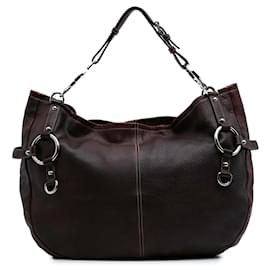 Gucci-Gucci Brown Leather Tote-Brown,Dark brown