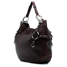 Gucci-Gucci Brown Leather Tote-Brown,Dark brown