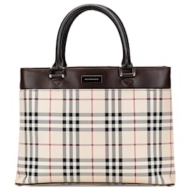 Burberry-Burberry Brown House Check Canvas Tote-Brown,Beige