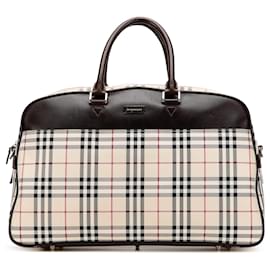 Burberry-Burberry Brown House Check Canvas Travel Bag-Brown,Beige,Other