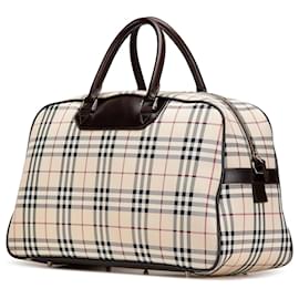Burberry-Burberry Brown House Check Canvas Travel Bag-Brown,Beige,Other