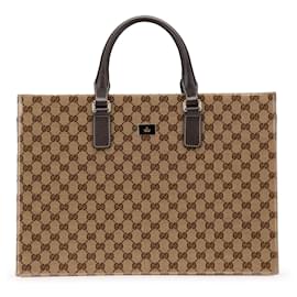 Gucci-Gucci Brown GG Crystal Business Bag-Brown,Beige