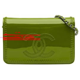 Chanel-Chanel Orange CC Patent Wallet On Chain-Orange