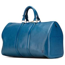 Louis Vuitton-Louis Vuitton Blue Epi Keepall 45-Blue