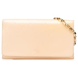 Louis Vuitton-Louis Vuitton Brown Monogram Vernis Portefeuille Sarah Chain Wallet-Brown,Beige