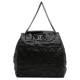 Chanel-Chanel Black Paris Moscow Quilted Lambskin Cells Accordion Tote-Black