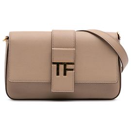 Cruzada TF de piel de ternera granulada marrón Tom Ford Castaño Beige