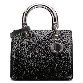 Dior-Dior Black Medium Fabric Lame Lady Dior-Black