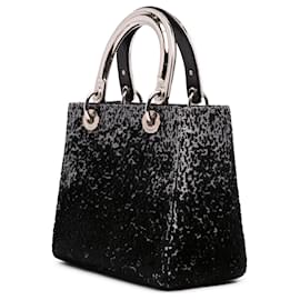 Dior-Dior Black Medium Fabric Lame Lady Dior-Black