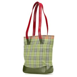 Burberry-Burberry Brown Haymarket Check Canvas Tote-Brown,Beige