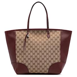 Gucci-Gucci Brown GG Canvas Bree Tote-Brown,Light brown