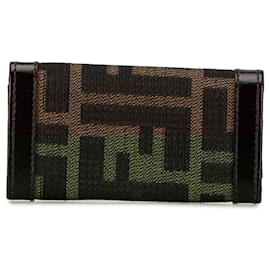 Fendi-Fendi Brown Zucca Canvas Key Holder-Brown