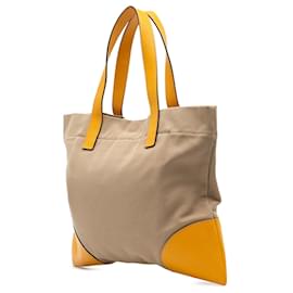 Prada-Prada Brown Cinghiale Trimmed Canapa Tote-Brown,Beige