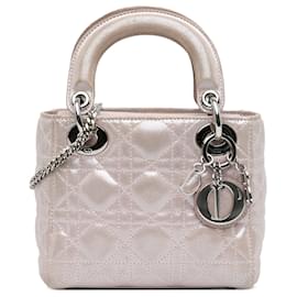 Dior-Dior Pink Mini Iridescent Lambskin Cannage Lady Dior-Pink