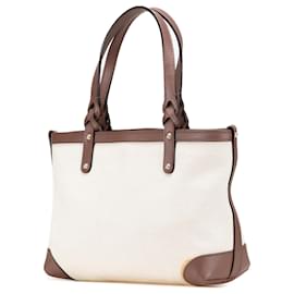 Gucci-Gucci Brown Small Canvas Logo Craft Tote-Brown,Beige