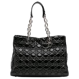 Dior-Dior Black Large Patent Cannage Lady Dior Soft Shopping Tote-Black