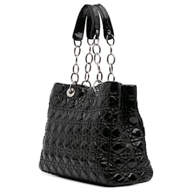 Dior-Dior Black Large Patent Cannage Lady Dior Soft Shopping Tote-Black