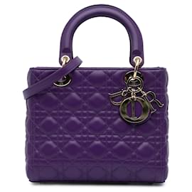 Dior-Dior Purple Medium Lambskin Cannage Lady Dior-Purple,Dark purple
