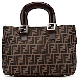 Fendi-Fendi Brown Small Zucca Canvas Twins Tote-Brown