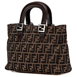 Fendi-Fendi Brown Small Zucca Canvas Twins Tote-Brown