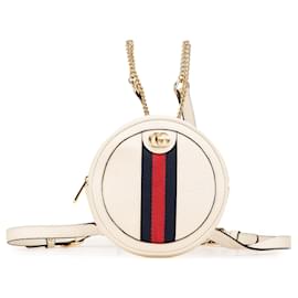 Gucci-Gucci White Mini Leather Round Ophidia Backpack-White