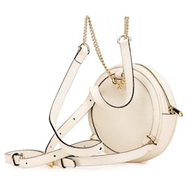 Gucci-Gucci White Mini Leather Round Ophidia Backpack-White