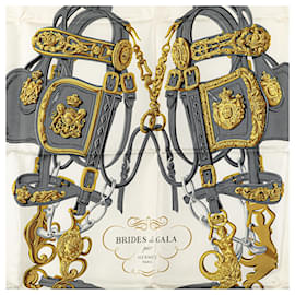 Hermès-Hermès White Brides de Gala Silk Scarf-White