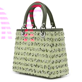 Dior-Dior Brown Medium Woven Raffia Lady Dior-Brown,Beige,Other