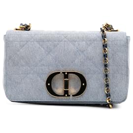 Dior-Dior Blue Medium Denim Macrocannage Caro Bag-Blue,Other