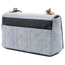 Dior-Dior Blue Medium Denim Macrocannage Caro Bag-Blue,Other