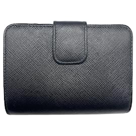 Prada-Prada Bi-fold Wallet in Black Saffiano Leather-Black
