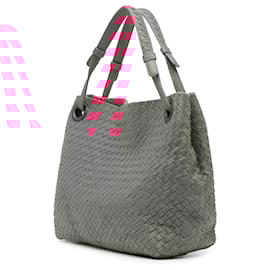 Bottega Veneta-Bottega Veneta Pink Medium Nappa Intrecciato Bella Tote-Pink