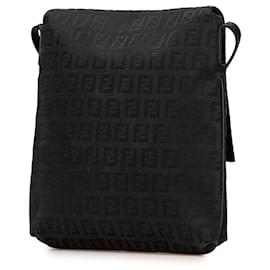 Fendi-Sac à bandoulière en toile Zucchino noir de Fendi-Noir