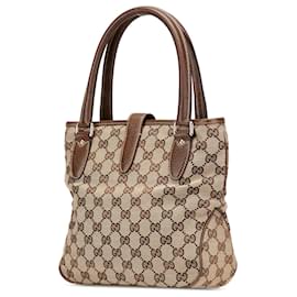 Gucci-Gucci Brown GG Canvas Jackie Tote-Brown,Beige
