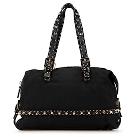 Fendi-Sac à bandoulière en toile cloutée Selleria noir de Fendi-Noir