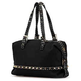 Fendi-Sac à bandoulière en toile cloutée Selleria noir de Fendi-Noir