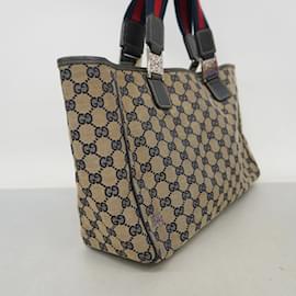 Gucci-Gucci Tote Bag GG Canvas Horsebit-Beige,Navy blue